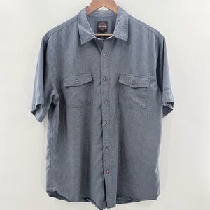 Harley Davidson Men’s Button Down Short Sleeve Shirt Blue Biker Streetwear Large